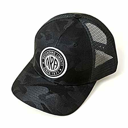 Men's Black/Camo Woven Label Trucker Cap