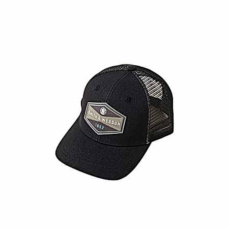 Men's Black Hex Patch Logo Trucker Cap