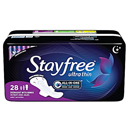 Ultra Thin Overnight Pads with Wings - 28 Ct
