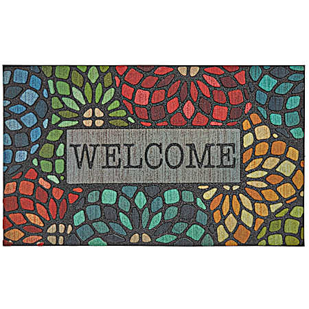 Multi Stained Glass Florets Door Mat