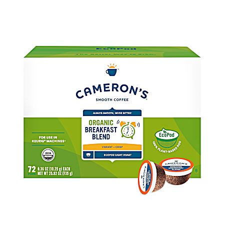 Organic Breakfast Blend Light Roast Coffee Pods - 72 Ct