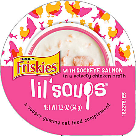 Friskies Lil' Soups w/ Sockeye Salmon in a Velvety Chicken Broth Adult Wet Cat Food Complement