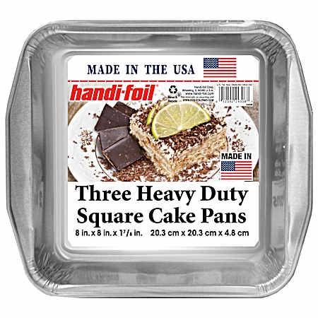 Heavy Duty Square Cake Pans - 3 Pk