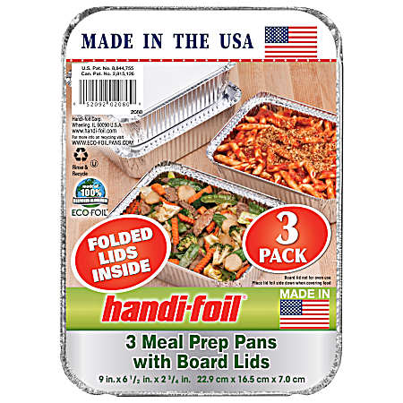 3 Pk. Meal Prep Pans With Board Lids