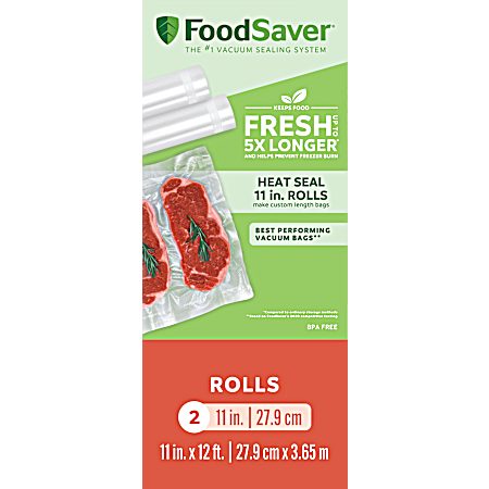 11 in x 12 ft Vacuum Seal Roll - 2 Pk