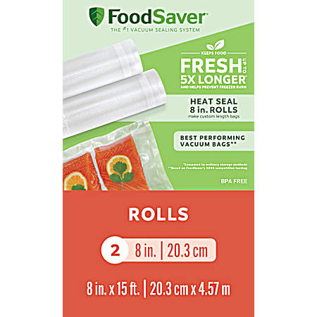 8 in x 15 ft Vacuum Seal Roll - 2 Pk