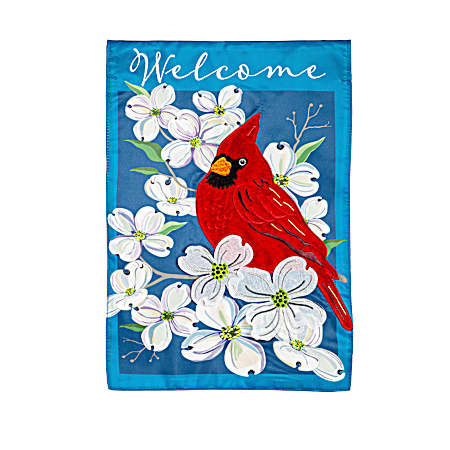 Welcome Cardinal Applique Garden Flag