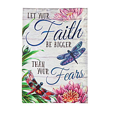 Faith Bigger Than Fear Linen Garden Flag