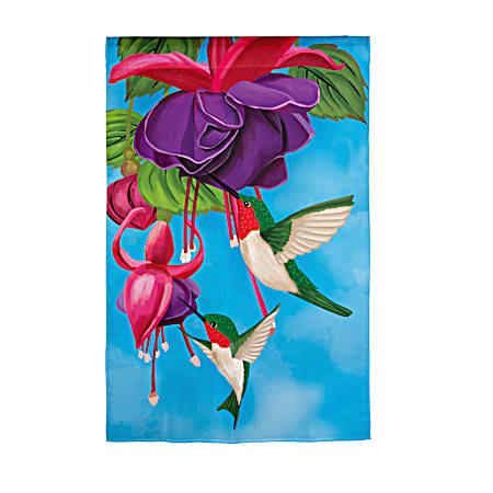 Hummingbirds Applique Garden Flag