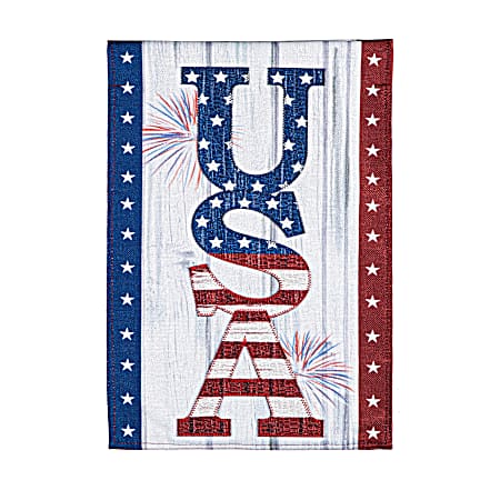 USA Firework Burlap Garden Flag