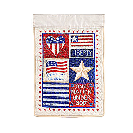 Patriotic Patchwork Quilted Garden Flag