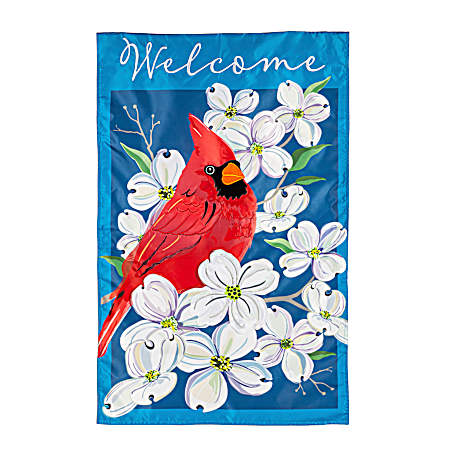 Welcome Cardinal Applique House Flag