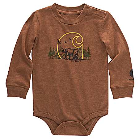 Infant Carhartt Brown Bear Long Sleeve Bodysuit