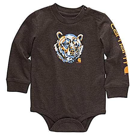 Infant Boy's Mustang Brown Long-Sleeve Bear Bodysuit