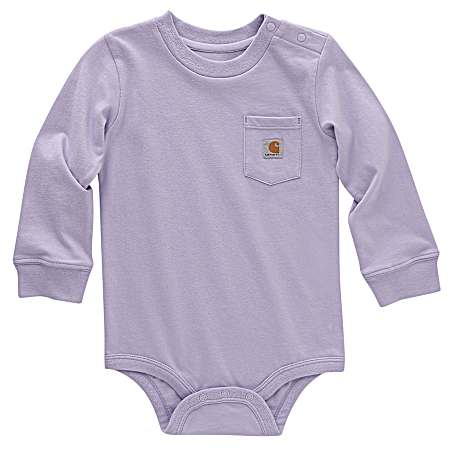 Infant Lavender Long Sleeve Pocket Bodysuit