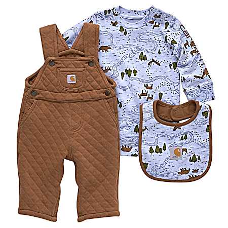 Infant Boy's Carhartt Brown Bodysuit & Quilted Overall Set