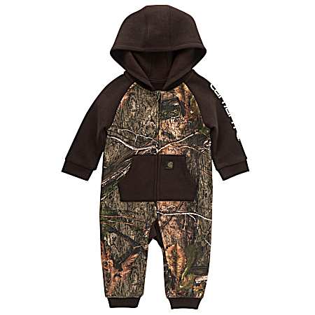 Infant Boy's Mossy Oak Front Zip Hooded Coverall