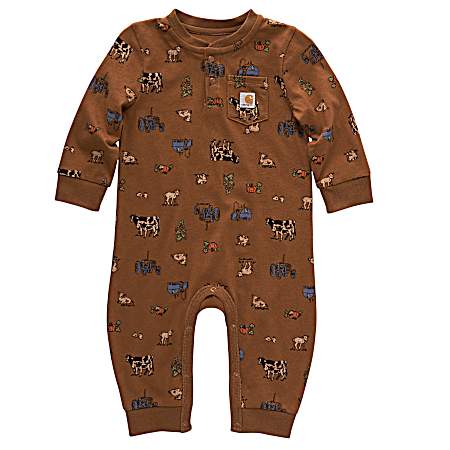 Infant Boy's Long Sleeve Printed Coverall