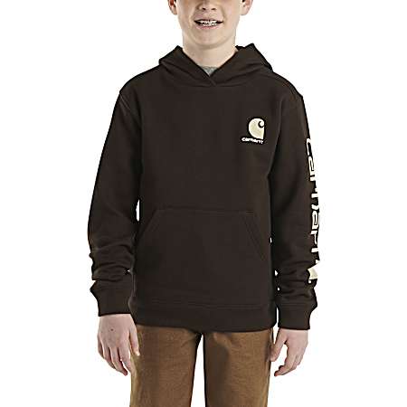Boy's Mustang Brown Hooded Fleece Graphic Sweatshirt