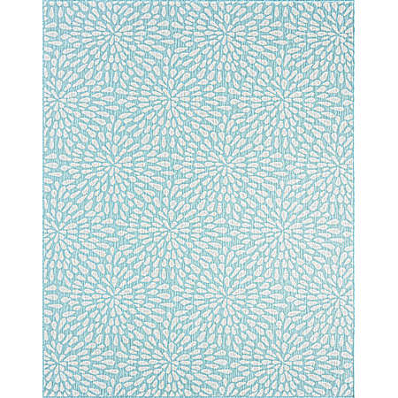 Sierra 5 ft. x 7 ft. Teal Oasis Burst Outdoor Rug