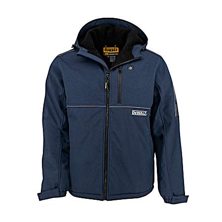 Men's Navy Heated Soft Shell Jacket w/ Reflective Piping