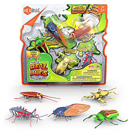 Nano Real Bugs Creepy Robotic Insects - 5 Pk