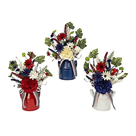 15 in. Americana Metal Can w/ Floral - Assorted
