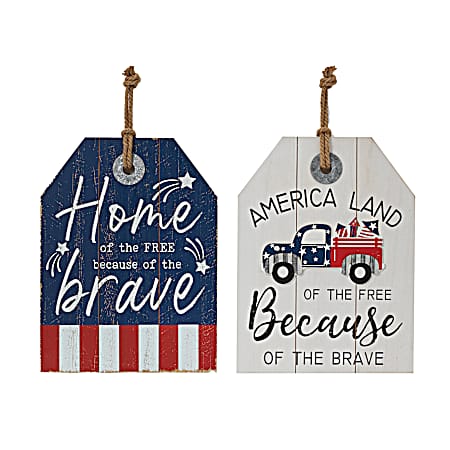 15.75 in. Wood Americana Wall Hanging Sign - Assorted