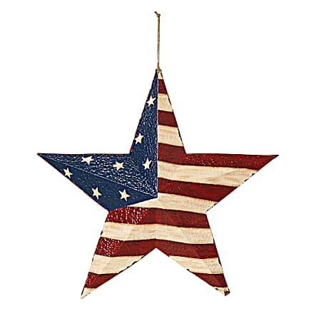 16 in. Metal Hand Painted Americana Star Wall Hanging