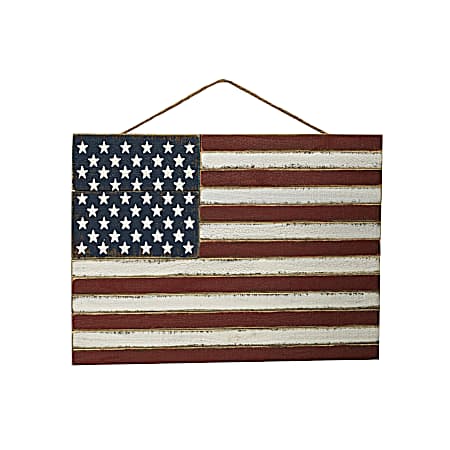 20 in. Wood American Flag Wall Hanging