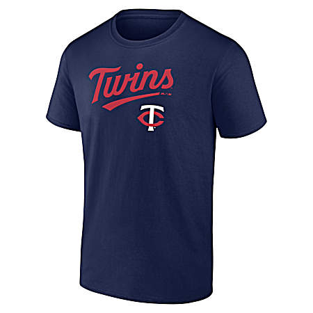 Men's Minnesota Twins Athletic Navy Bigger Series Sweep Short Sleeve Shirt