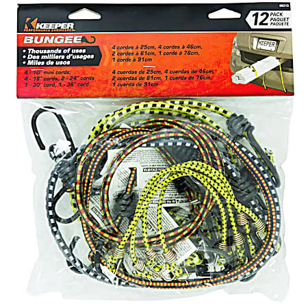 Bungee Cord Assortment - 12 Pk