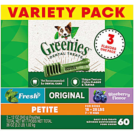 36 oz 3-Flavor Variety Packs Dental Treats for Dogs