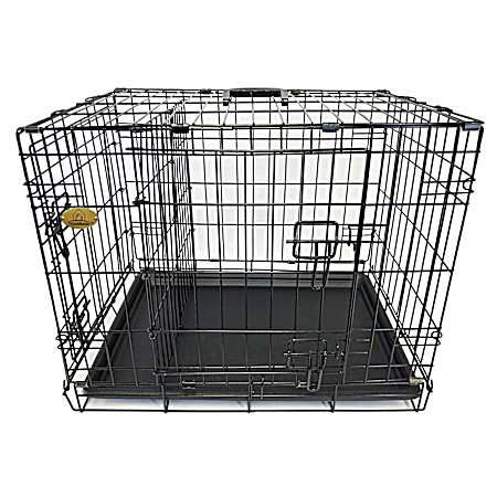 48 in x 30 in x 33 in Folding 2-Door Kennel Crate w/ Divider & Tray