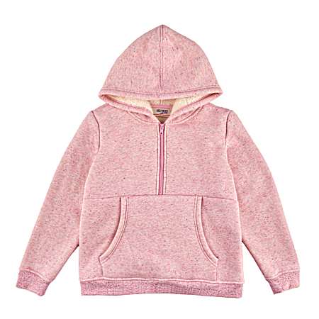 Girls' Pink Confetti 1/2 Zip Sherpa Hoodie