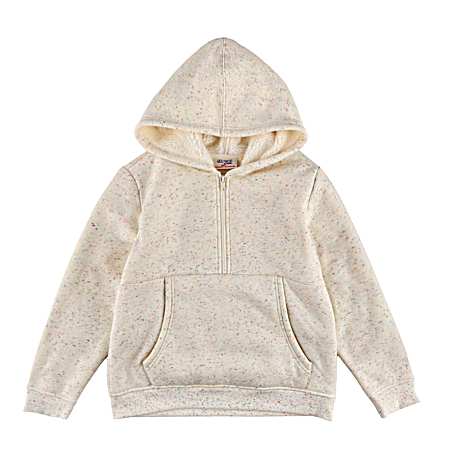 Girls' White Confetti 1/2 Zip Sherpa Hoodie