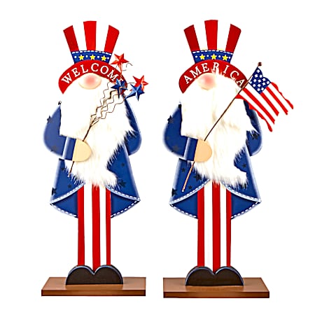 24.5 in. Americana Wood & Metal Gnome - Assorted