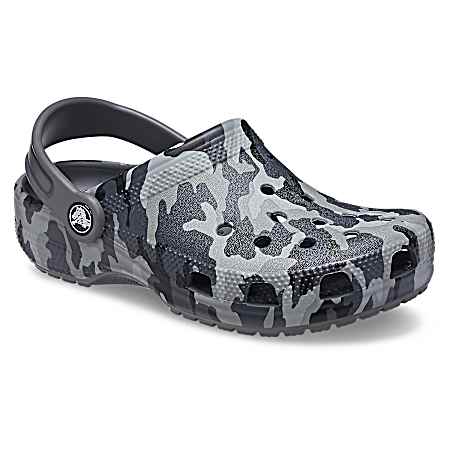 Kids' Classic Printed Grey Camo Clogs
