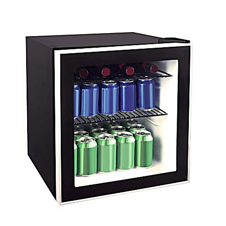 1.6 cu ft Black Glass Door Beverage Center Refrigerator