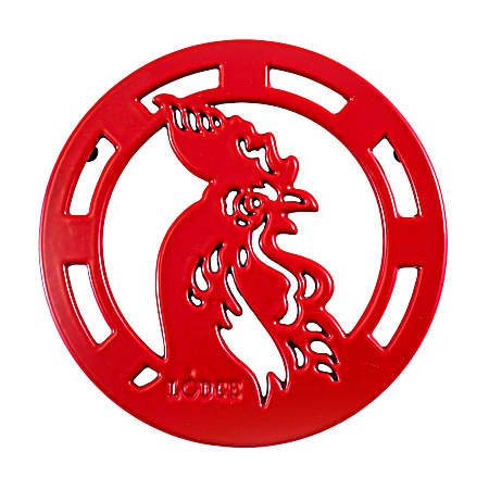 8 in Red Enameled Cast Iron Rooster Trivet