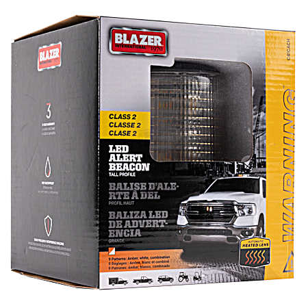 LED Tall Profile Beacon Warning Light Heated with Clear Lens