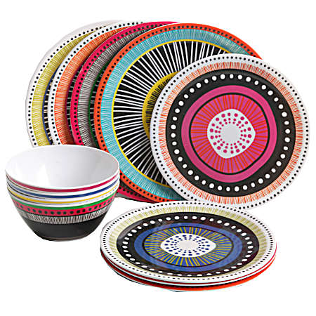 12 pc Almira Melamine Dinnerware Set