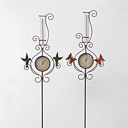 Hummingbird/Butterfly Rain & Temperature Gauge - Assorted