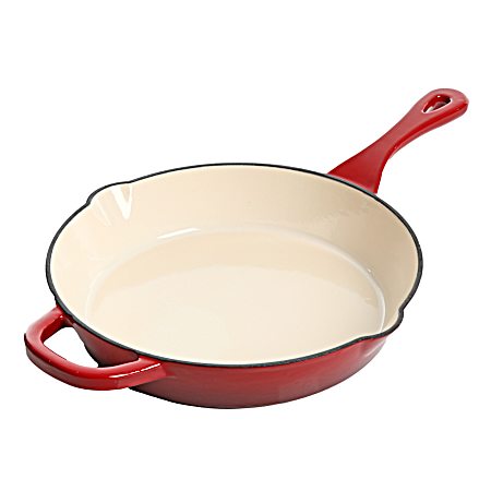 10 in Scarlet Red Artisan Enameled Cast Iron Round Skillet