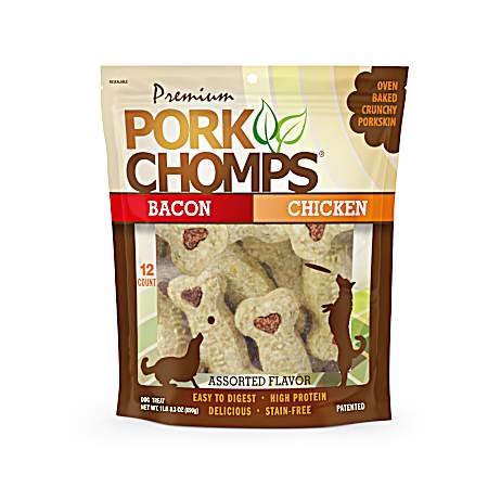 4 in Pork Chomps™ Assorted Flavor Baked Crunchy Bone Dog Treats - 12 Ct