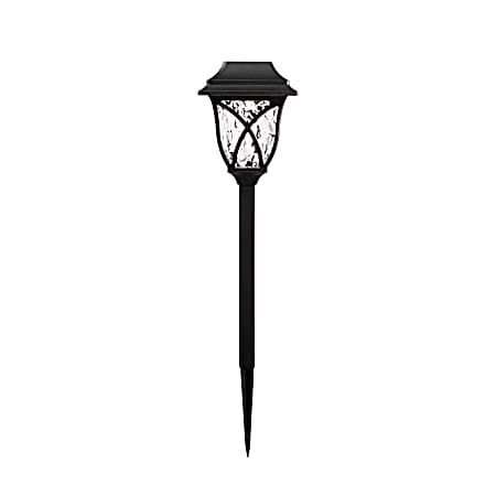 Solar Black Plastic LED Stake Lights X Design w/ Glass Lens - 4 Pk.