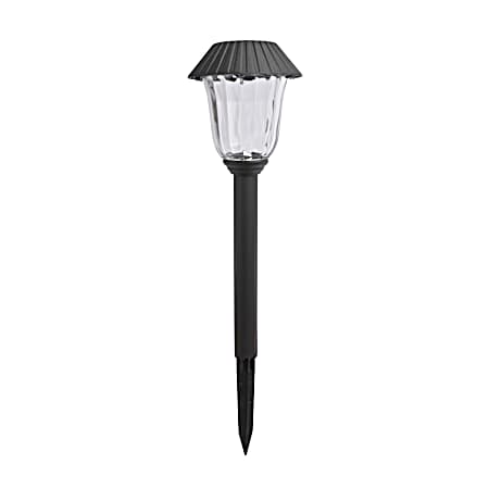 Solar Black LED Stake Lights w/ Ribbed Glass Lens - 4 Pk.