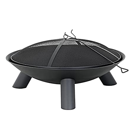 35 in Black Round Cast-Iron Wood-Burning Fire Pit