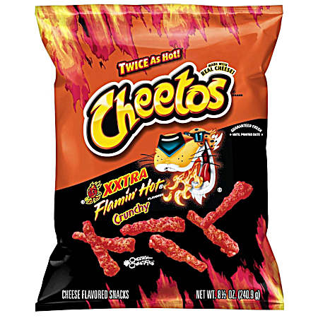 8.5 oz Crunchy XXTRA Flamin' Hot Cheese Flavored Snacks