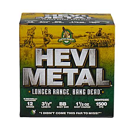 12 Gauge HEVI-Metal Longer Range 3-1/2'' BB Shot Shotgun Shells - 25 Rounds